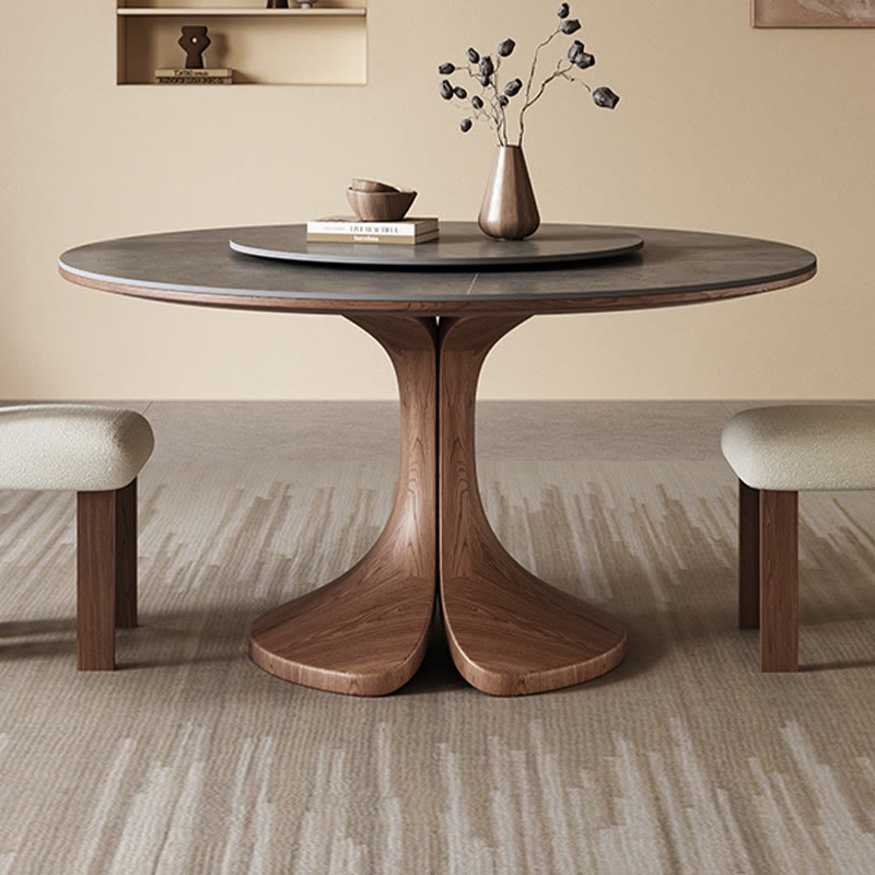 Walnut-modern Solid Wood Round Dining Table - image 4
