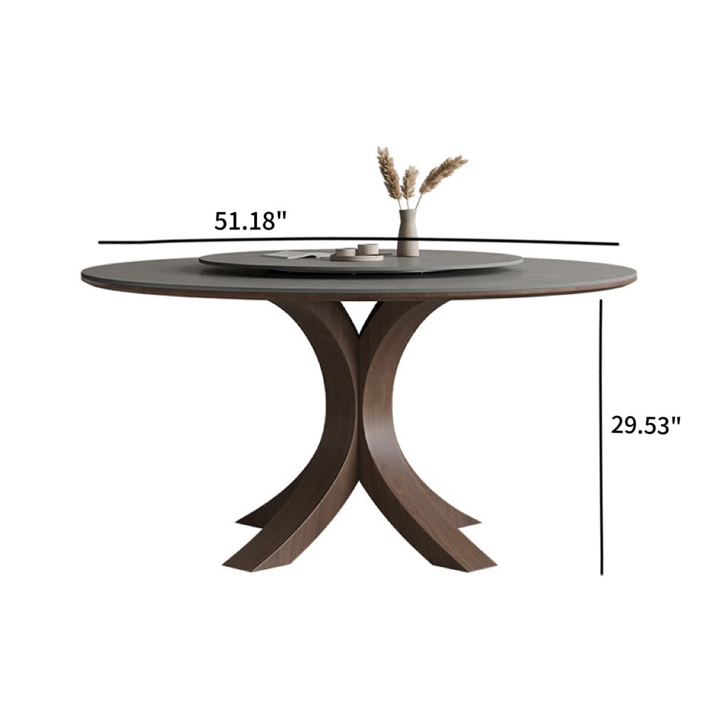 Round Ash Wood Slate Dining Table