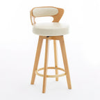 Solid Wood Swivel Bar Stools - Natural wood+Beige - 2x - image 5