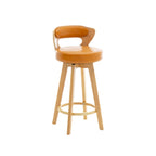 Solid Wood Swivel Bar Stools - Natural wood+Orange - 2x - image 1