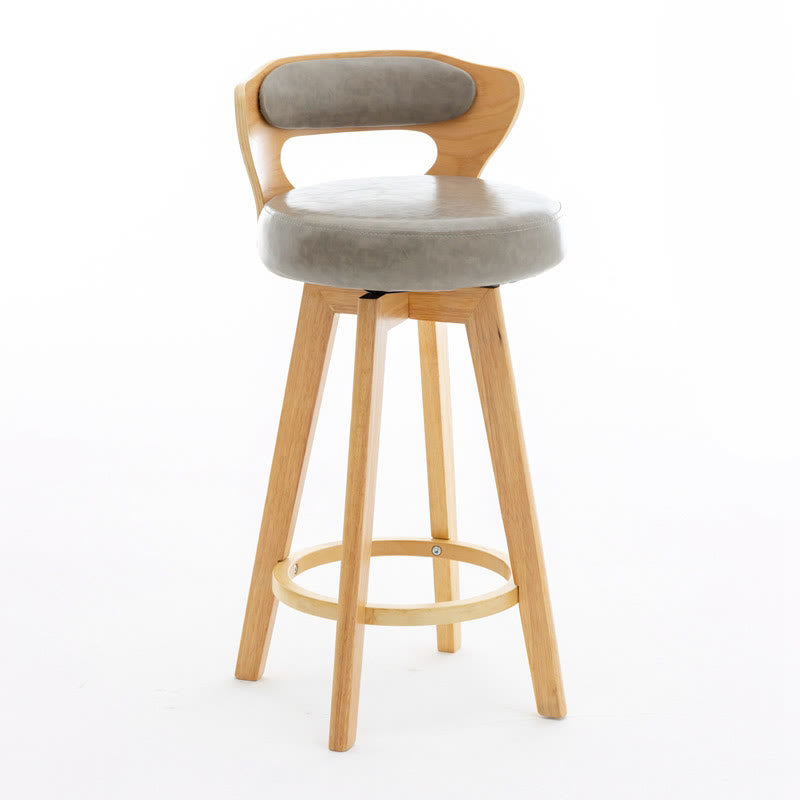 Solid Wood Swivel Bar Stools - Natural wood+Gray - 2x - image 4