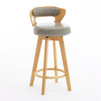 Solid Wood Swivel Bar Stools - Natural wood+Gray - 2x - image 4