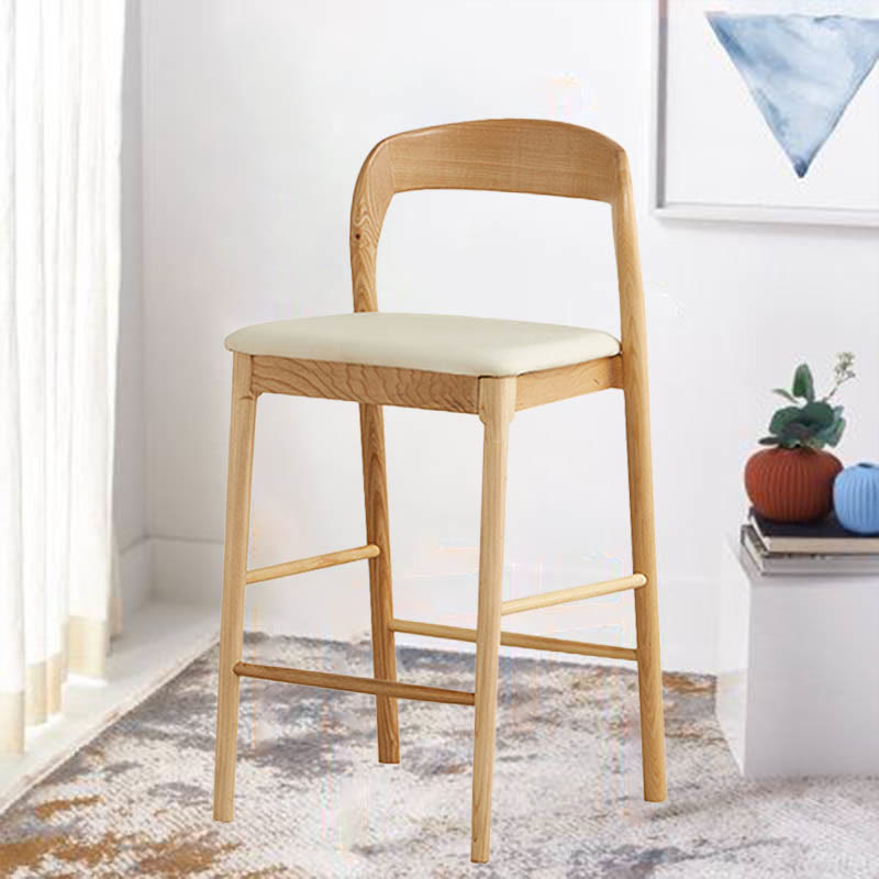 Solid Wood Tall Bar Stool - Natural wood - 2x - image 0