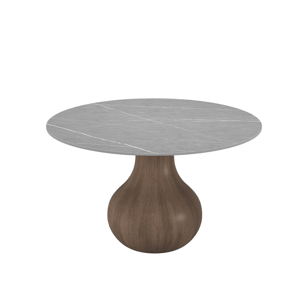 Gray Stone Tabletop Solid Wood Dining Table