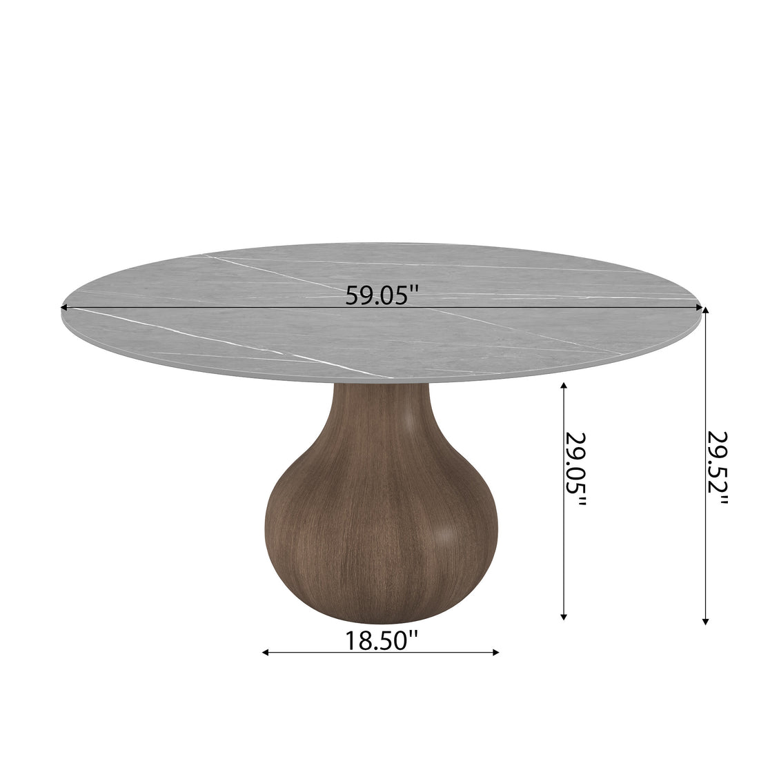 Gray Stone Tabletop Solid Wood Dining Table