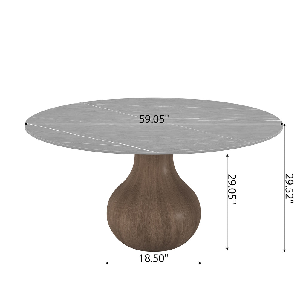 Gray Stone Tabletop Solid Wood Dining Table - image 9