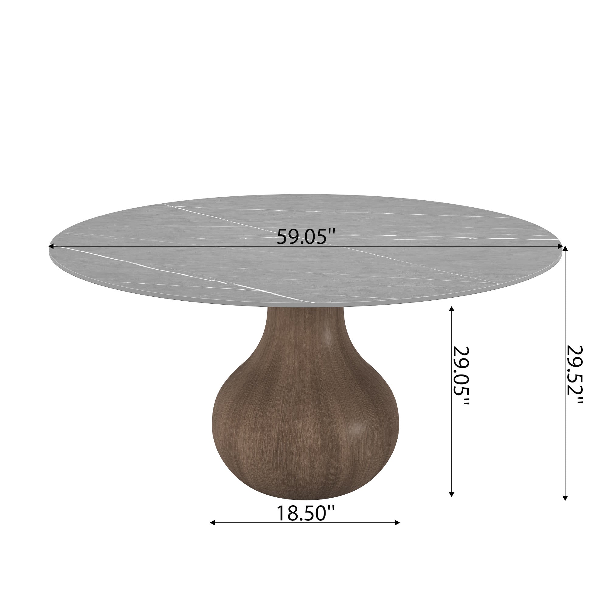 Gray Stone Tabletop Solid Wood Dining Table - image 9