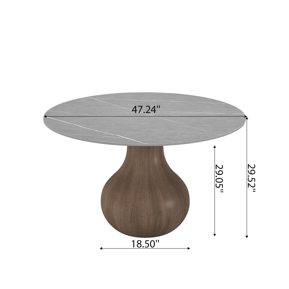 Gray Stone Tabletop Solid Wood Dining Table