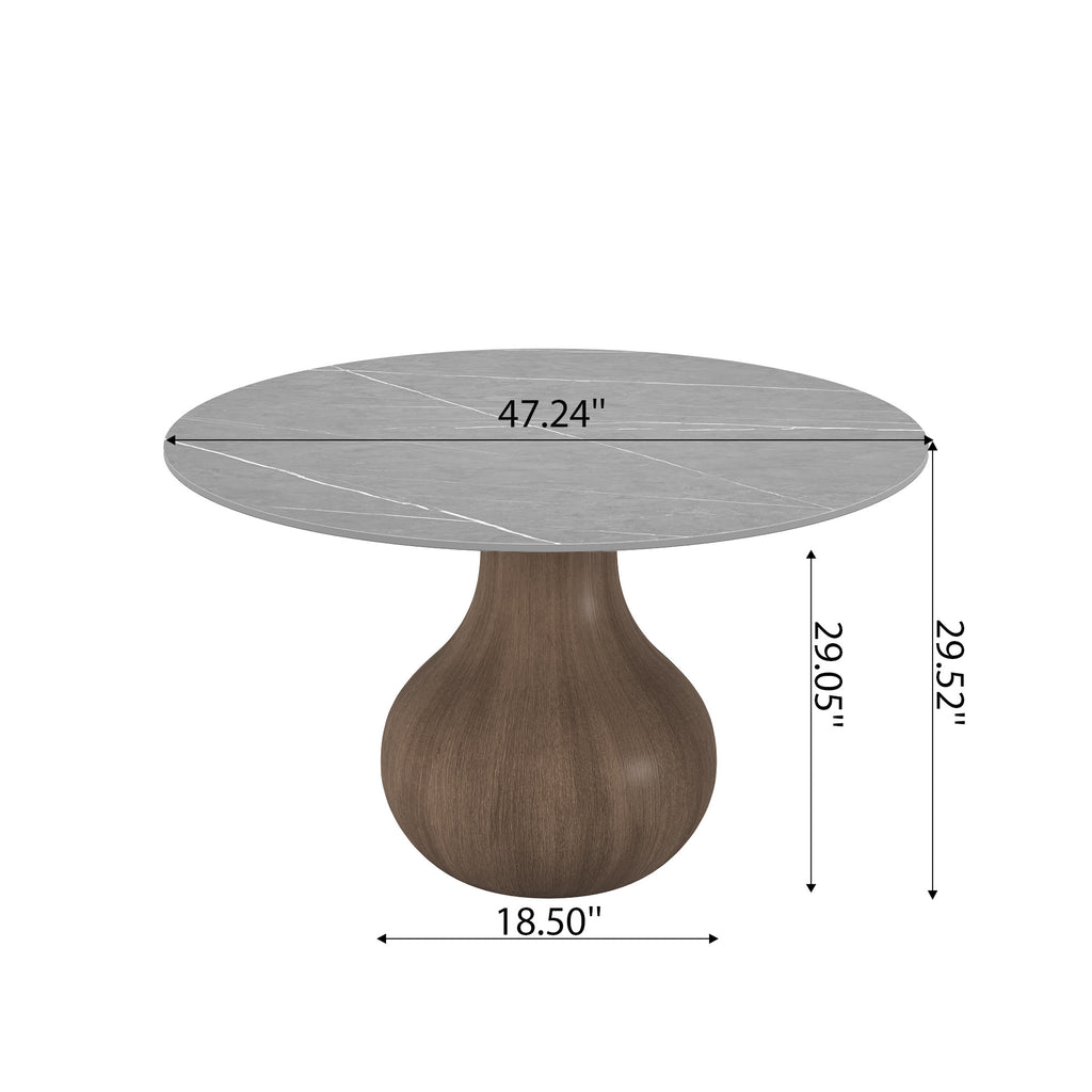 Gray Stone Tabletop Solid Wood Dining Table - image 7