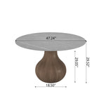 Gray Stone Tabletop Solid Wood Dining Table - image 7