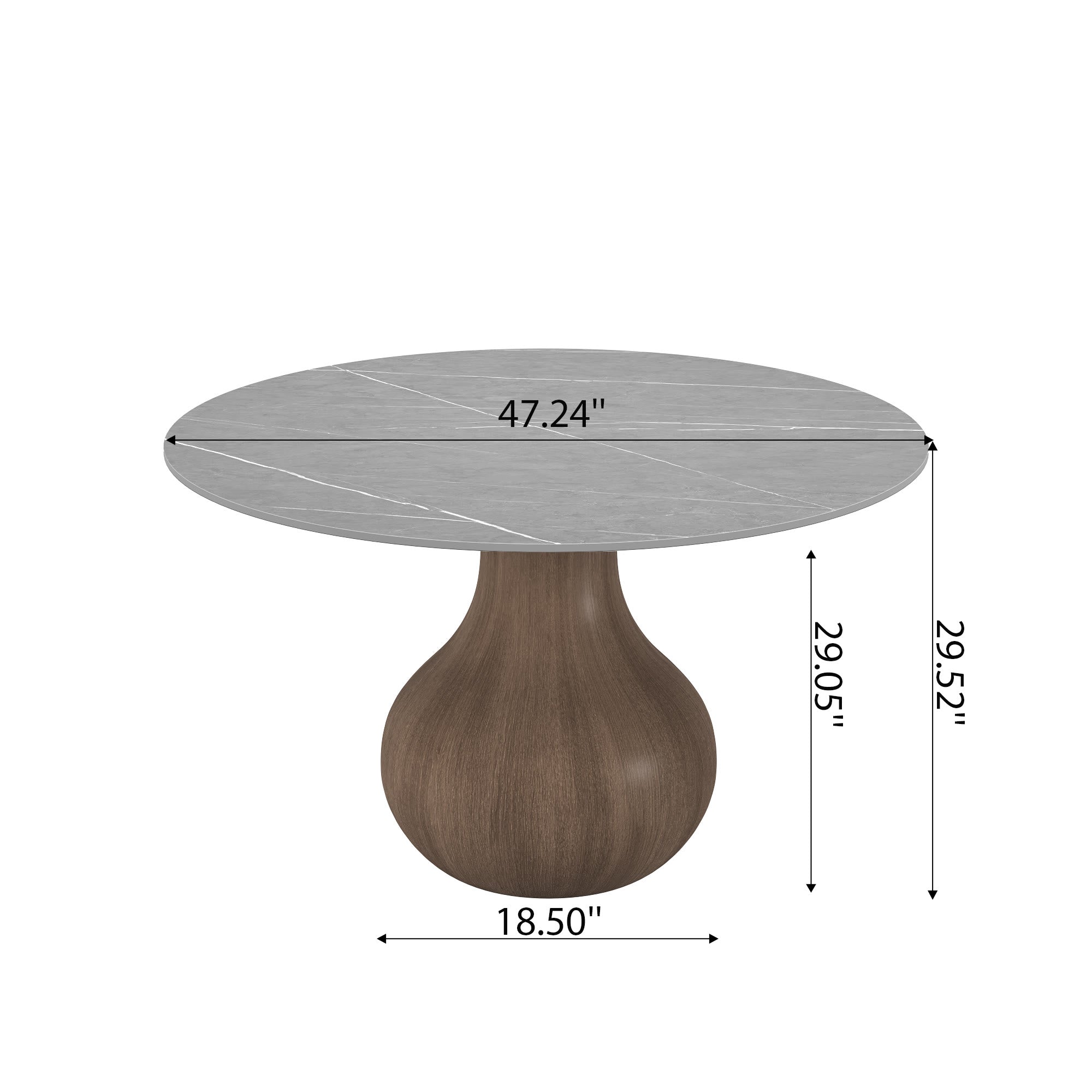 Gray Stone Tabletop Solid Wood Dining Table - image 7