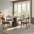 Gray Stone Tabletop Solid Wood Dining Table