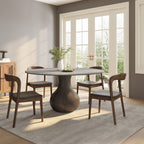 Gray Stone Tabletop Solid Wood Dining Table - Light Gray - W59.05" x D59.05" x H29.52" - image 0