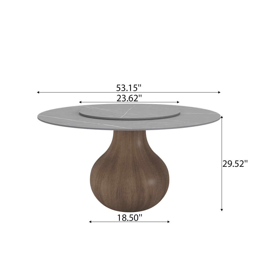 Gray Lazy Susan Stone Top Dining Table