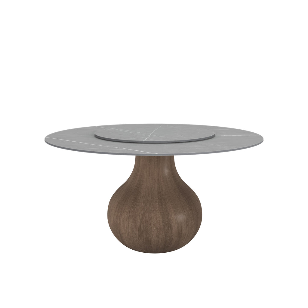 Gray Lazy Susan Stone Top Dining Table - image 1