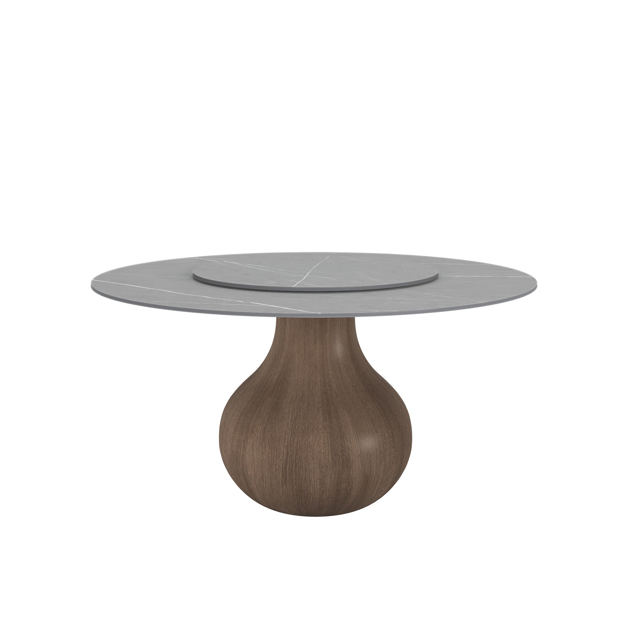 Gray Lazy Susan Stone Top Dining Table - image 1