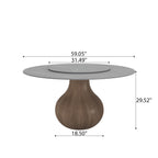 Gray Lazy Susan Stone Top Dining Table - image 8