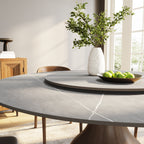 Gray Lazy Susan Stone Top Dining Table - image 3