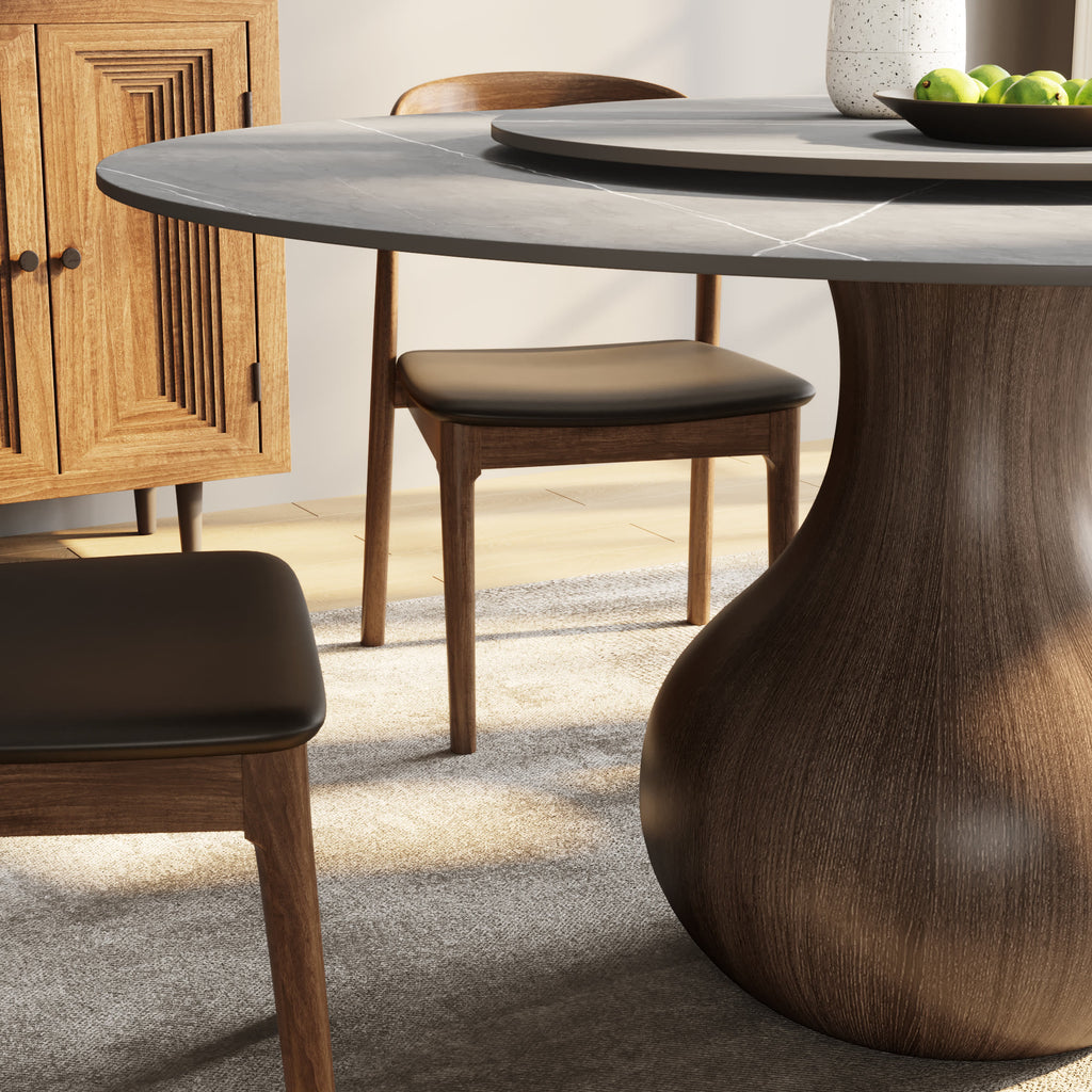 Gray Lazy Susan Stone Top Dining Table - image 5
