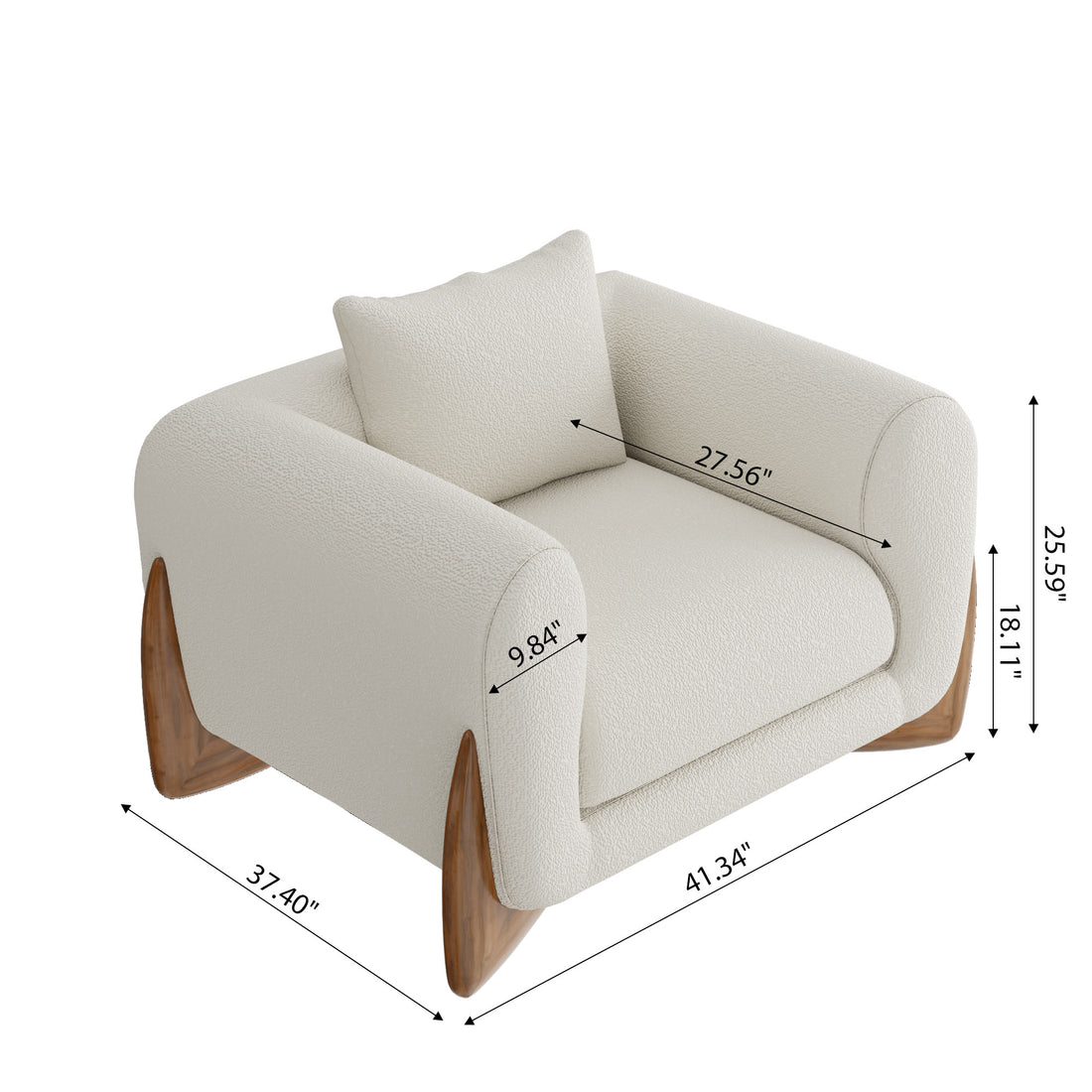 Rubber Wood Sofa Single White Sofa Chair