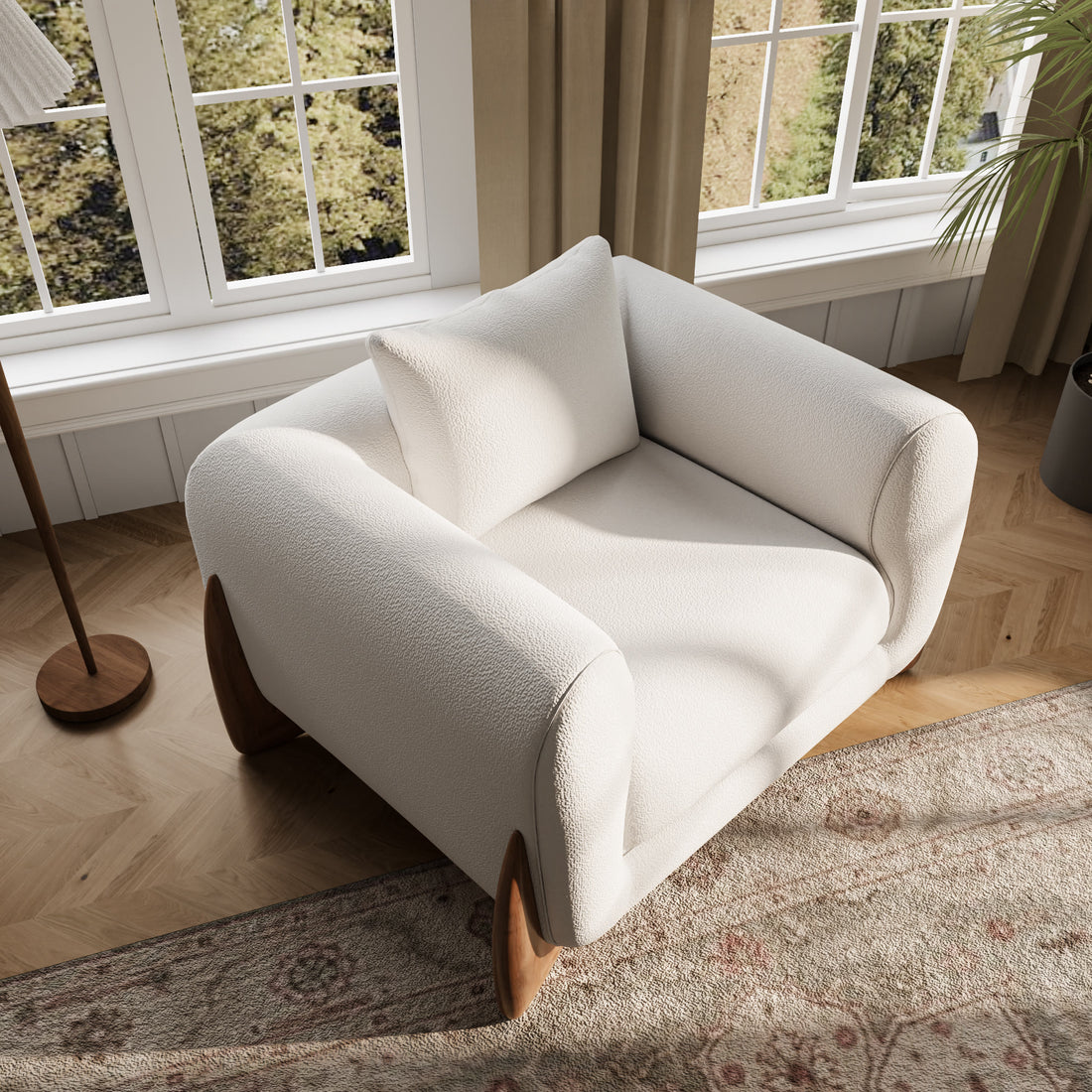 Rubber Wood Sofa Single White Sofa Chair