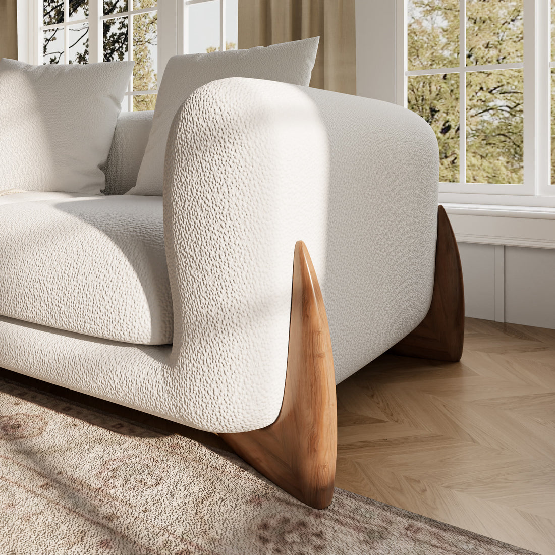 Modern Lambswool Couch Minimalist Loveseat Sofa