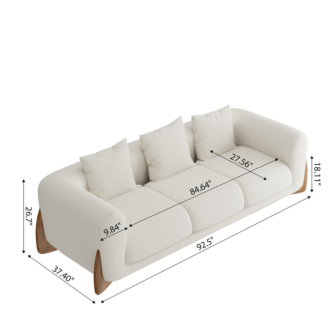 Modern Lambswool Couch Minimalist Loveseat Sofa