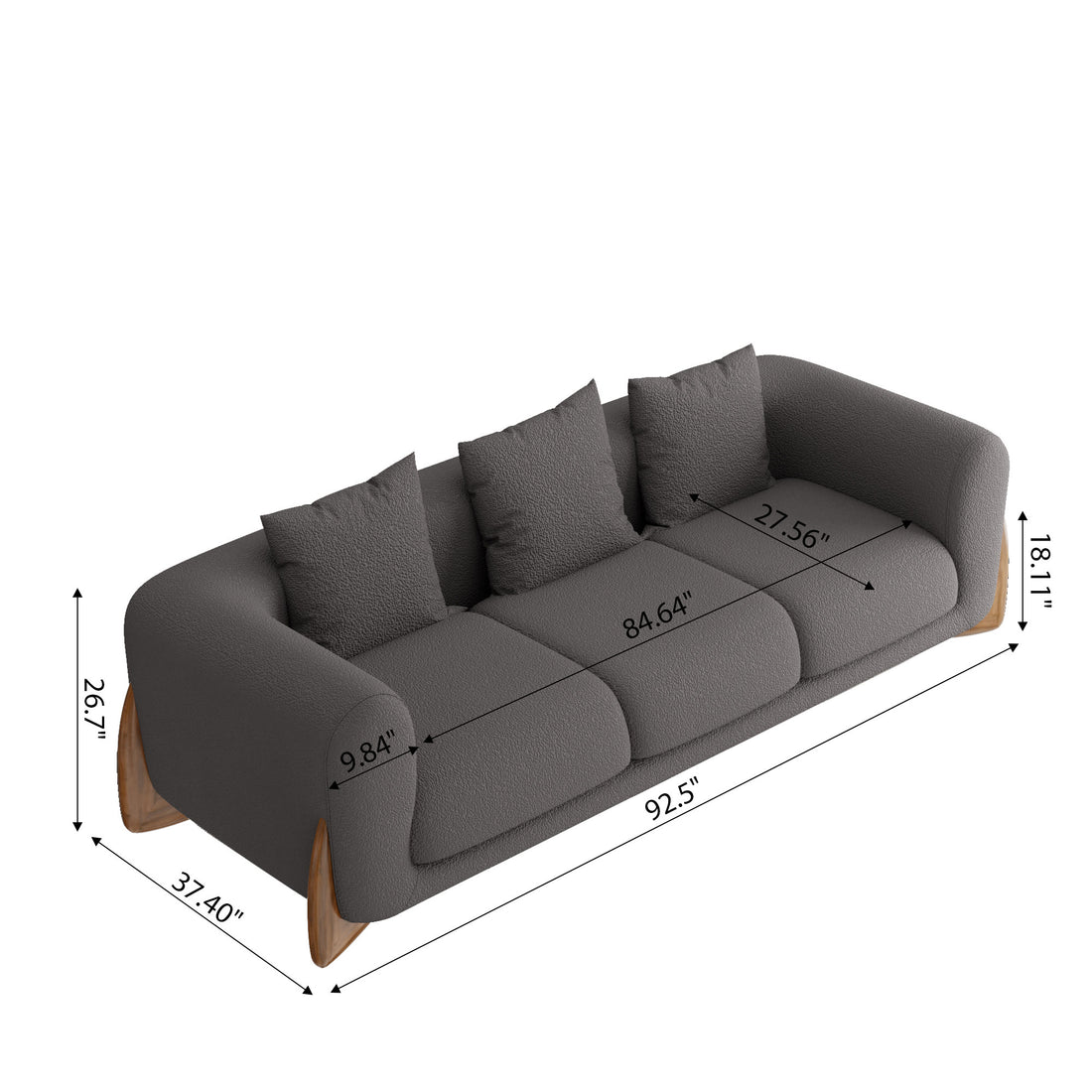 Modern Lambswool Couch Minimalist Loveseat Sofa