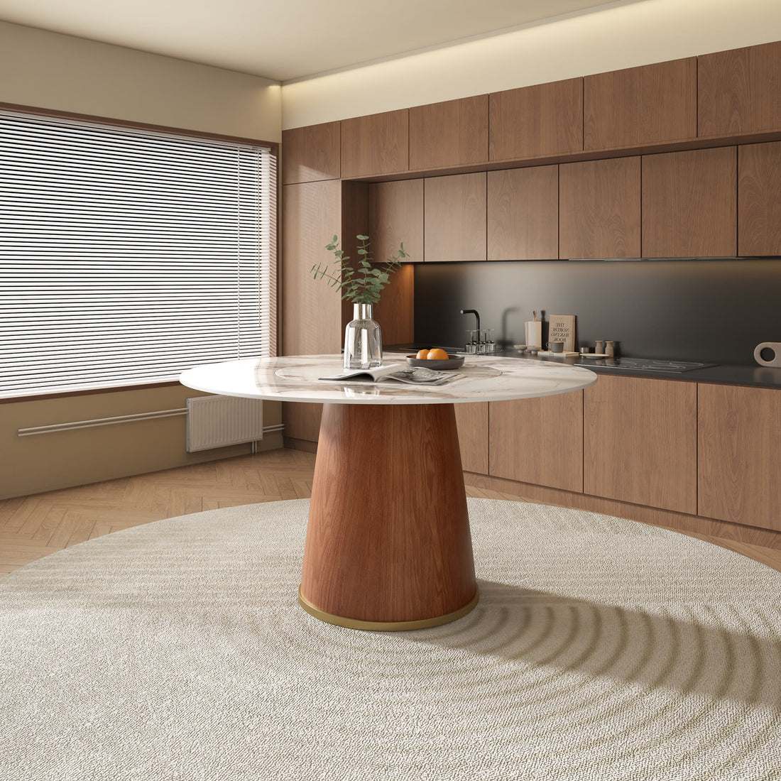 Round Dining Table Bucket Base With Embed Lazy Susan - image 7