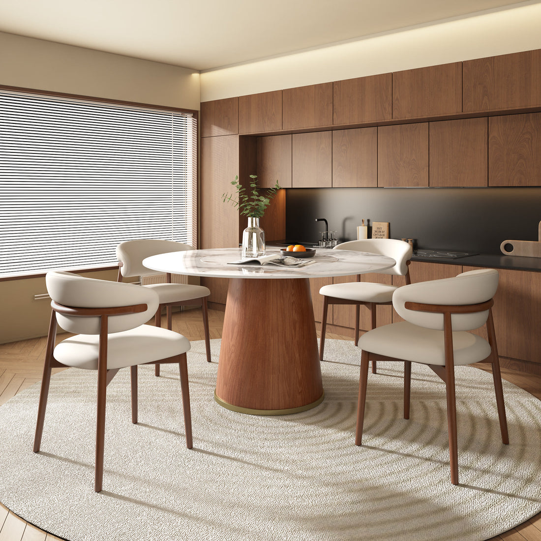 Round Dining Table Bucket Base With Embed Lazy Susan - image 3