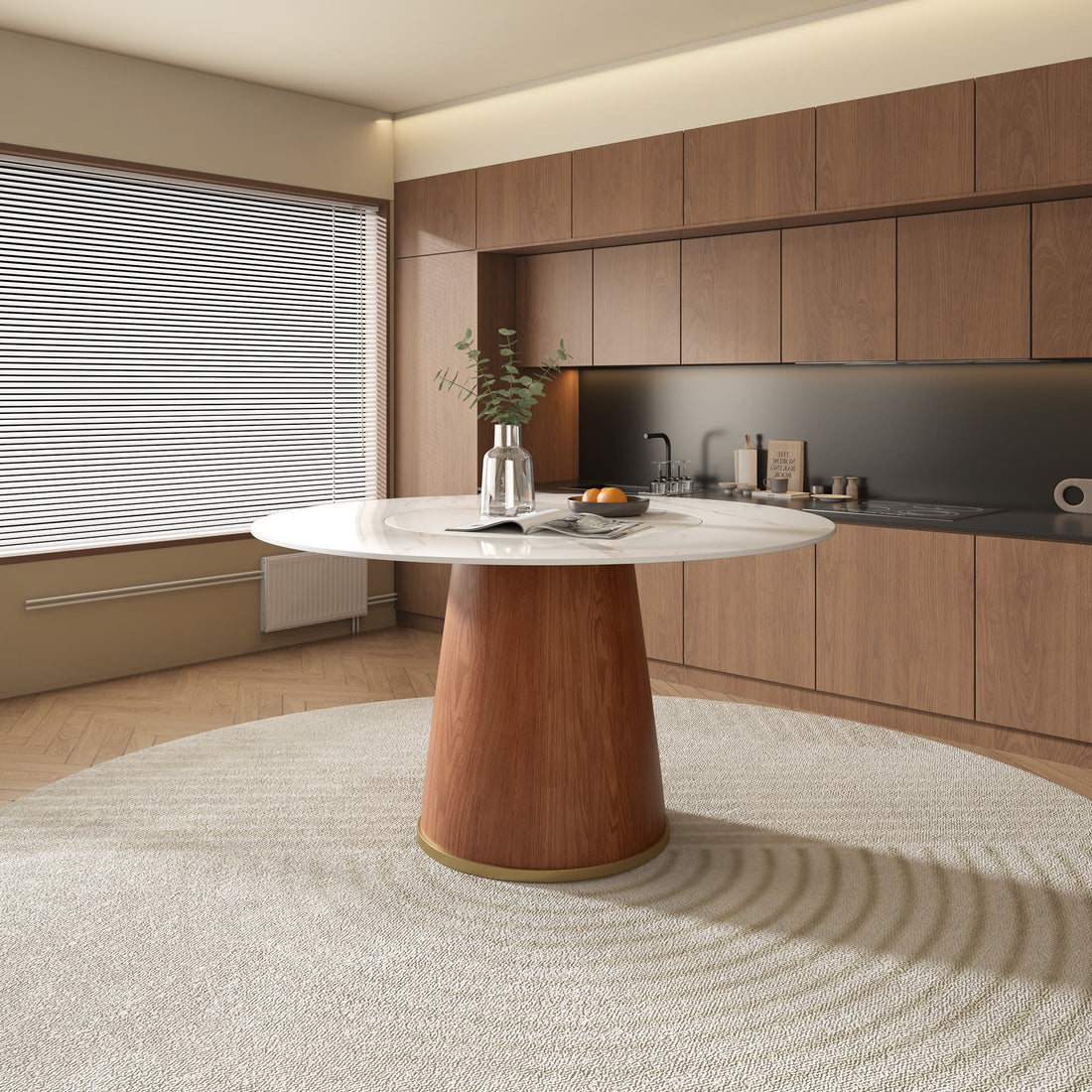 Round Dining Table Bucket Base With Embed Lazy Susan - image 15