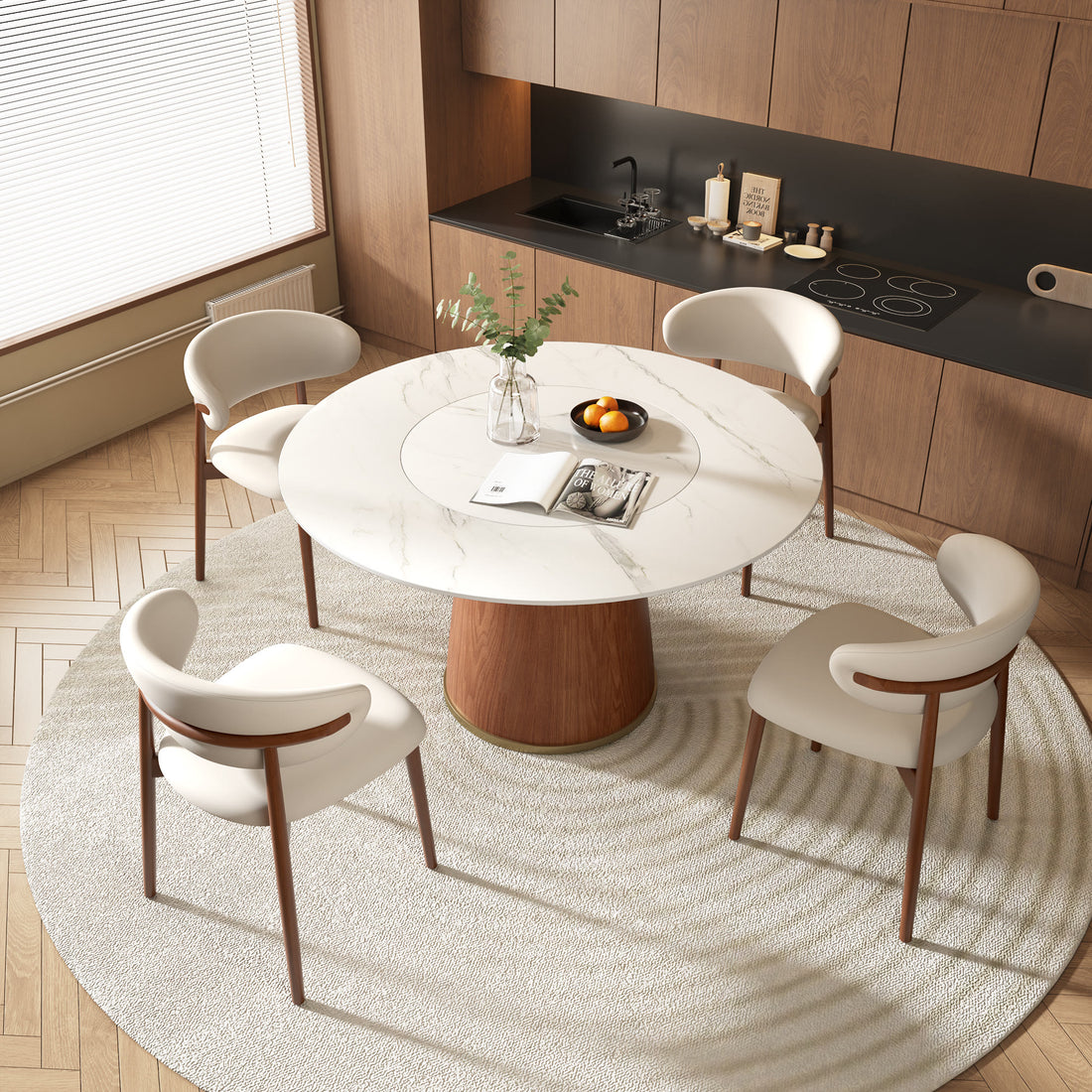 Round Dining Table Bucket Base With Embed Lazy Susan - image 12