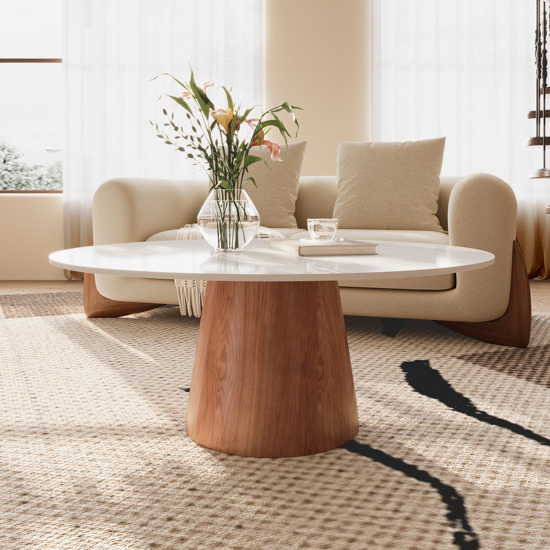 Mid-century Round Sintered  stone Table Top Coffee Table