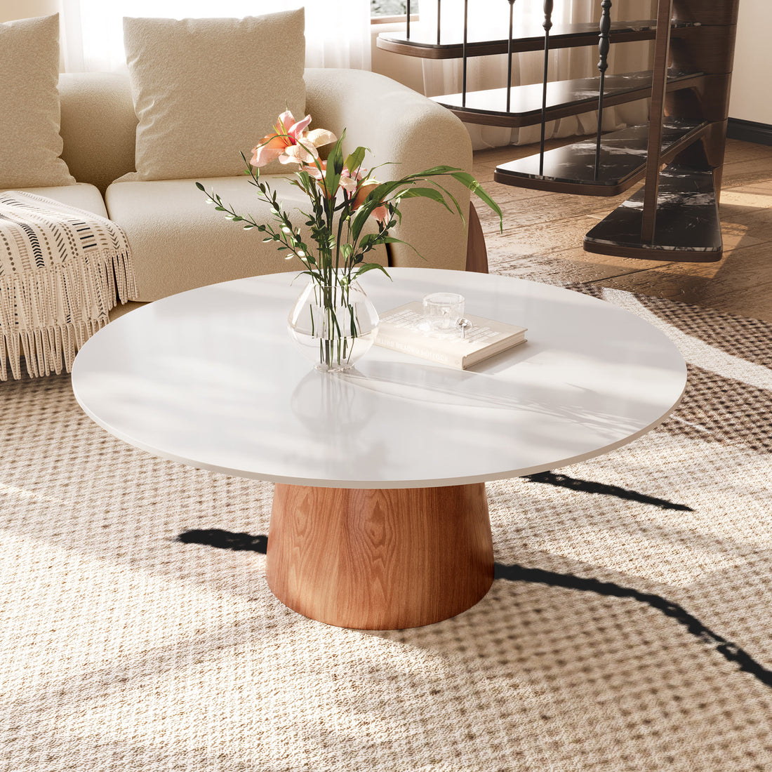 Mid-century Round Sintered  stone Table Top Coffee Table