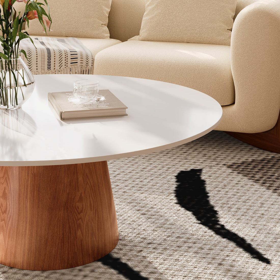 Mid-century Round Sintered  stone Table Top Coffee Table