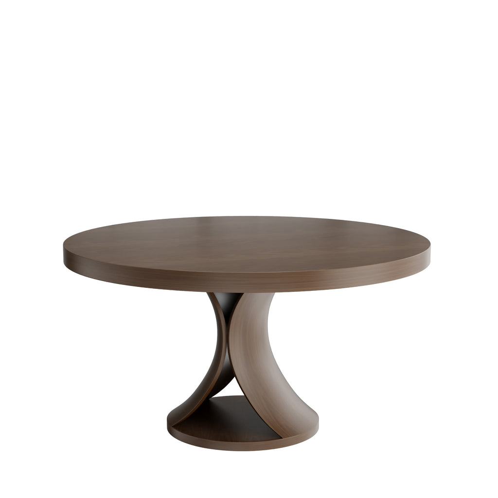 Solid Wood Round Mid-century Walnut Kitchen Room Dining Table Wood Chairs Set For 2/4/6