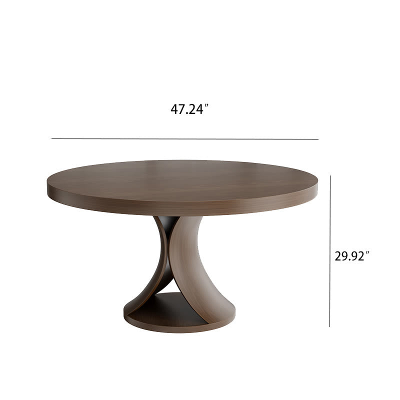 Solid Wood Round Mid-century Walnut Kitchen Room Dining Table Wood Chairs Set For 2/4/6