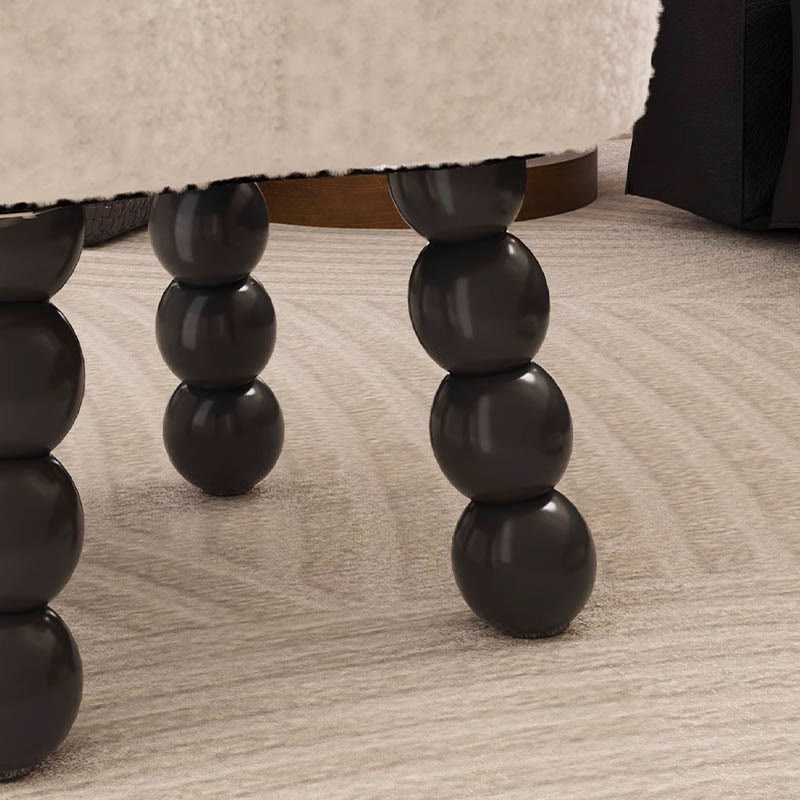 Solid Wood White Storage Small Round Ottoman - image 4