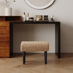 Mid-century Solid Wood Lamb Fur Ottoman - image 2
