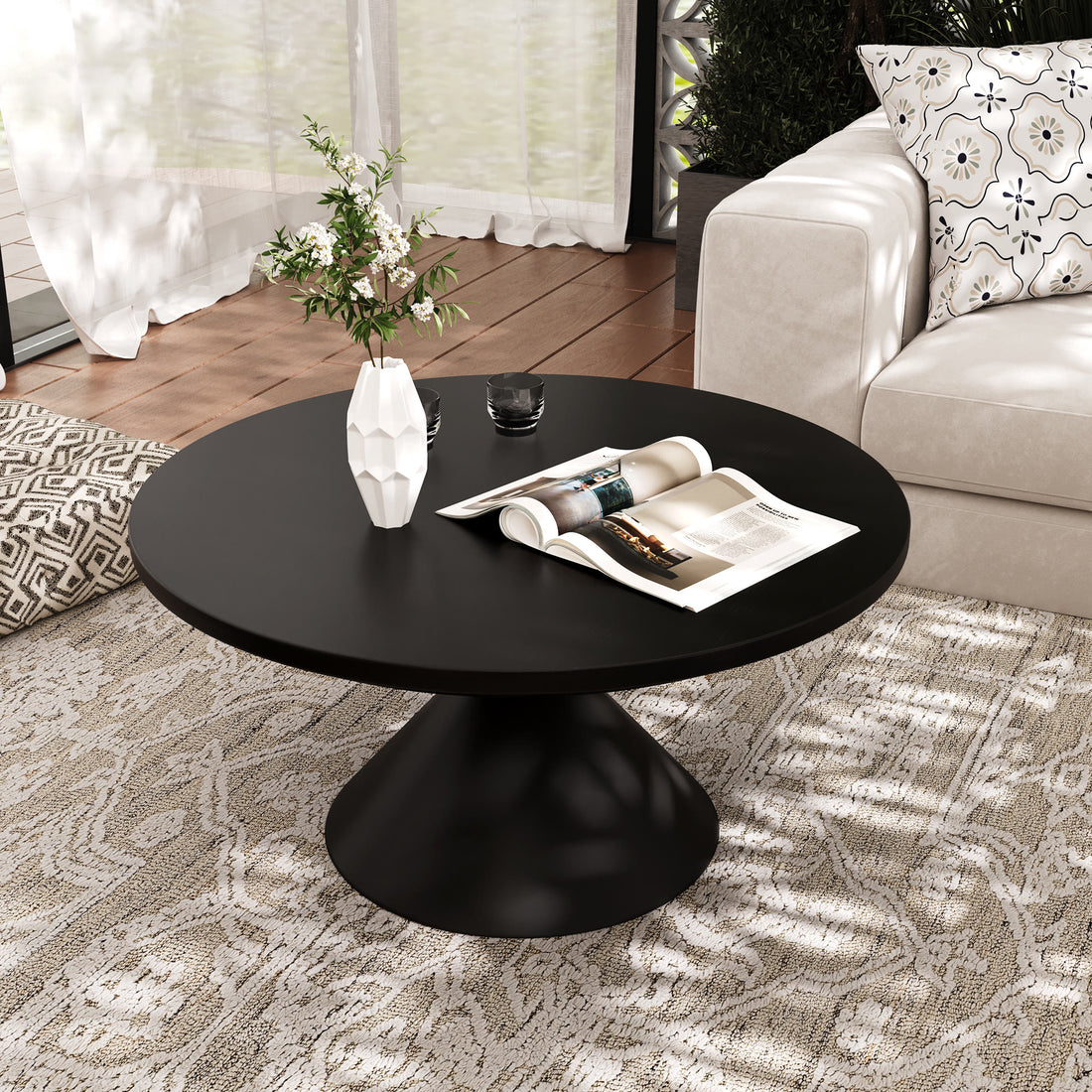 Modern Black Circular-shaped Coffee Table