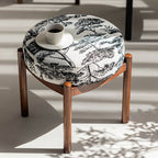 Vintage Solid Wood Pattern Ottoman - image 2