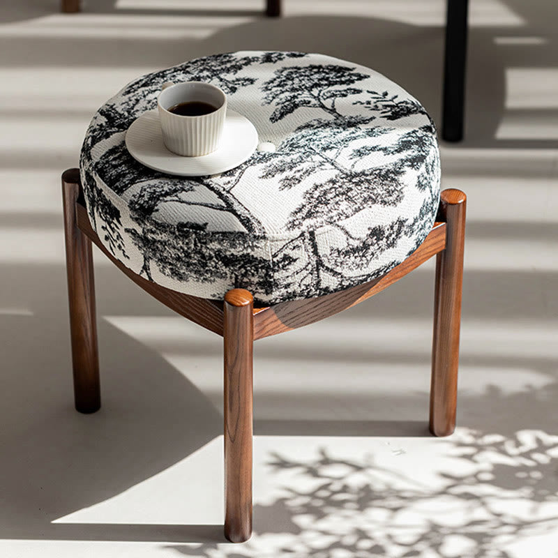 Vintage Solid Wood Pattern Ottoman - image 2