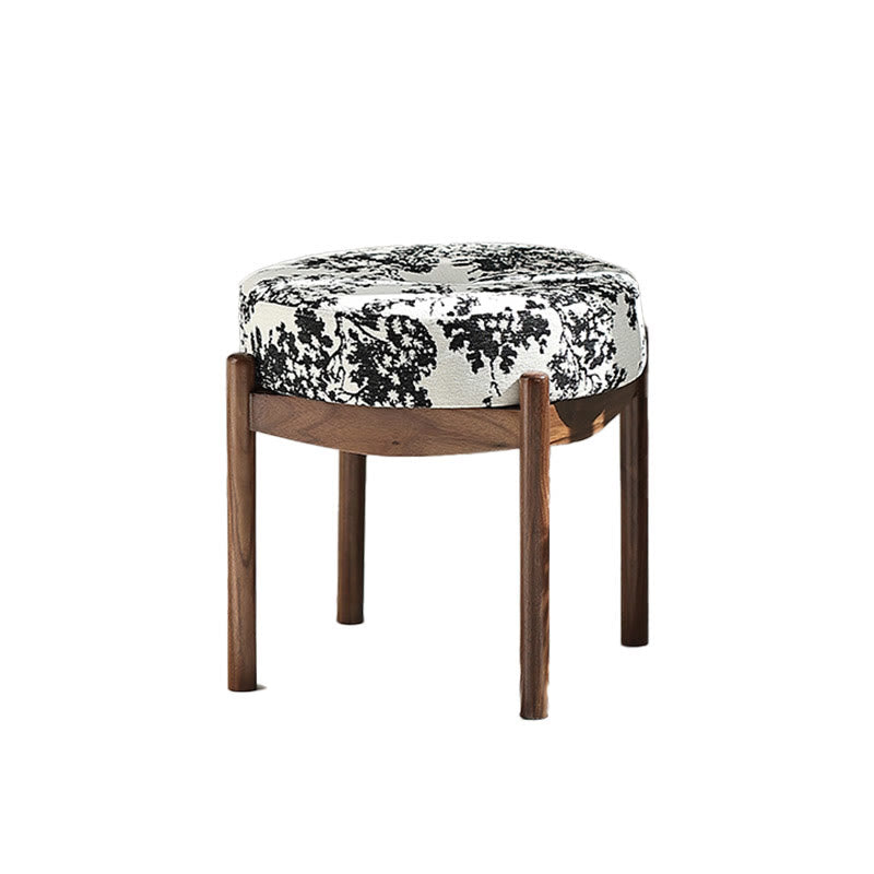 Vintage Solid Wood Pattern Ottoman - image 1