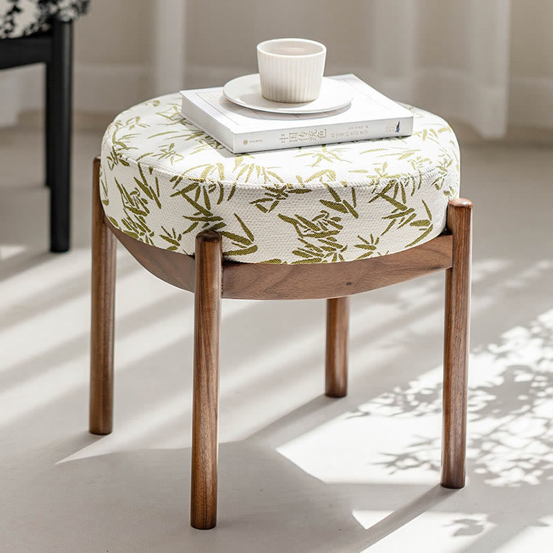 Vintage Solid Wood Pattern Ottoman - Pattern C - image 4