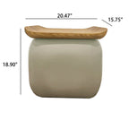Mid-century Square Solid Wood Leather Ottoman - image 6