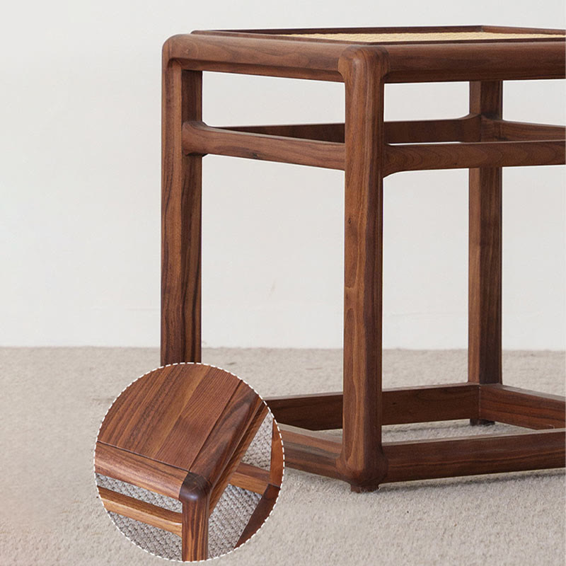 Rattan Seat Solid Wood Ottoman - image 7