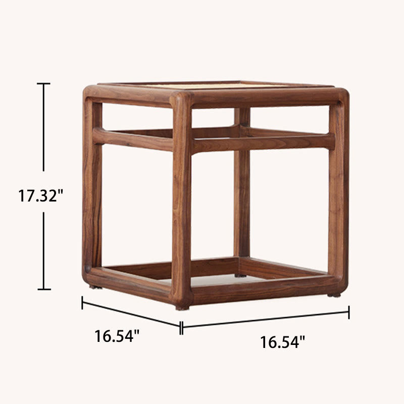 Rattan Seat Solid Wood Ottoman - image 8