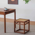 Rattan Seat Solid Wood Ottoman - image 2