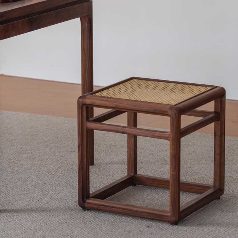 Rattan Seat Solid Wood Ottoman - wood - image 0