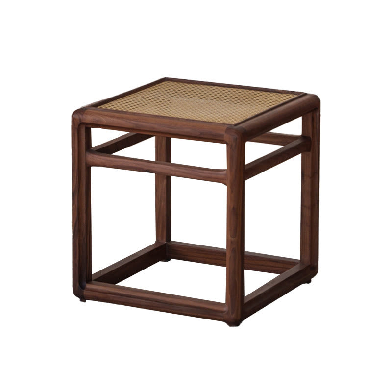 Rattan Seat Solid Wood Ottoman - image 1